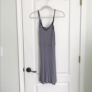 Blue and white striped dress